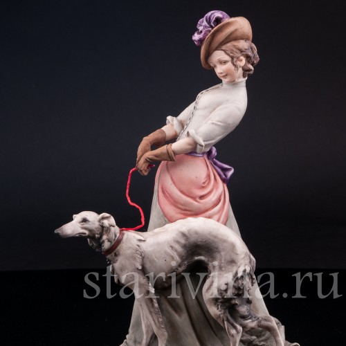 Статуэтка из фарфора Девушка с борзой, Bruno Merli, Италия, сер. 20 в.