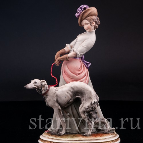 Статуэтка из фарфора Девушка с борзой, Bruno Merli, Италия, сер. 20 в.