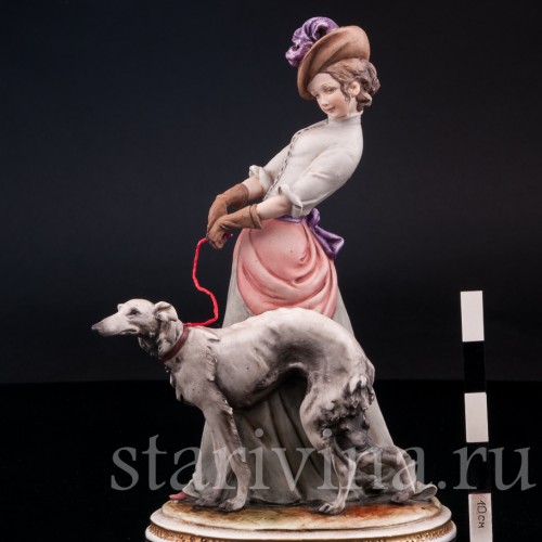 Статуэтка из фарфора Девушка с борзой, Bruno Merli, Италия, сер. 20 в.