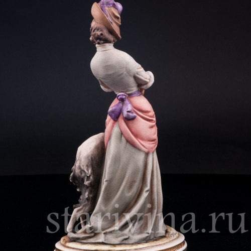 Статуэтка из фарфора Девушка с борзой, Bruno Merli, Италия, сер. 20 в.