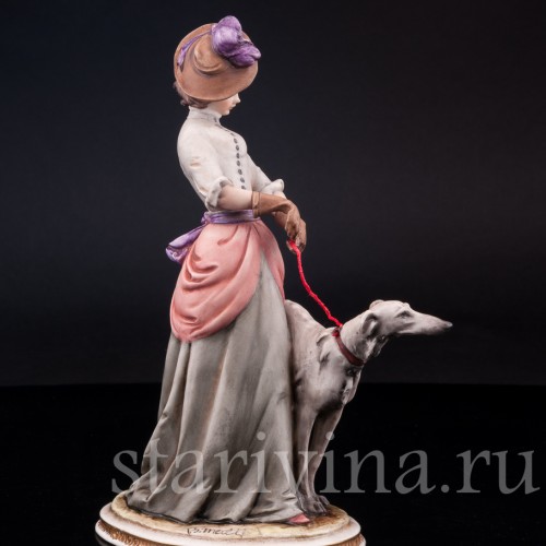 Статуэтка из фарфора Девушка с борзой, Bruno Merli, Италия, сер. 20 в.