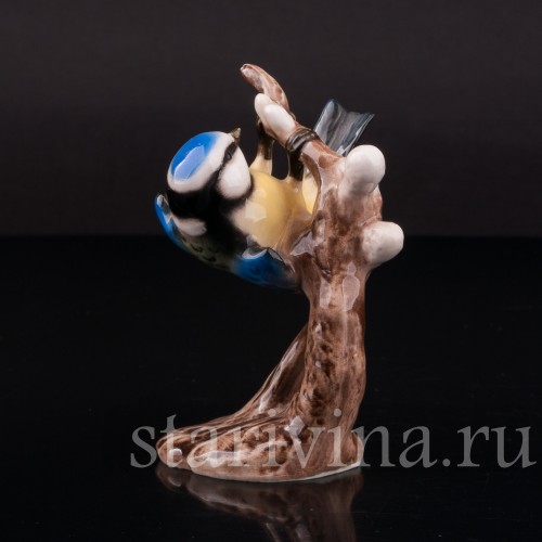 Фигурка птицы из фарфора Лазоревка на ветке, Goebel, Германия, 1962 г.