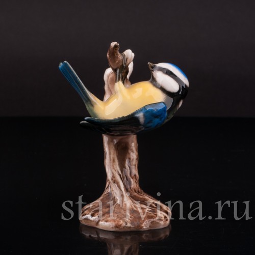 Фигурка птицы из фарфора Лазоревка на ветке, Goebel, Германия, 1962 г.