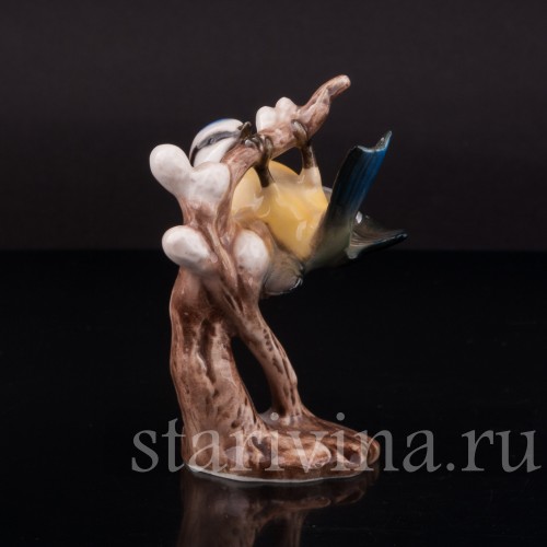 Фигурка птицы из фарфора Лазоревка на ветке, Goebel, Германия, 1962 г.