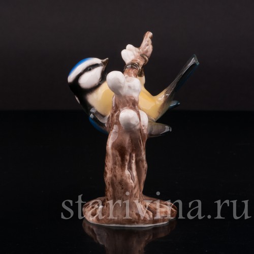 Фигурка птицы из фарфора Лазоревка на ветке, Goebel, Германия, 1962 г.