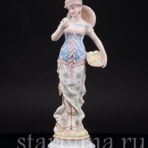 Фарфоровая статуэтка девушки Девушка с яблоками, Vion Baury, Франция, 1870 гг.