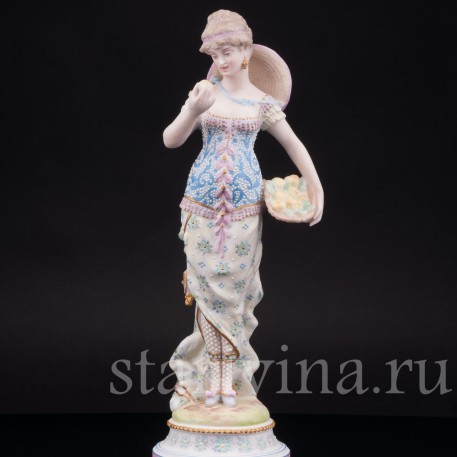 Фарфоровая статуэтка девушки Девушка с яблоками, Vion Baury, Франция, 1870 гг.