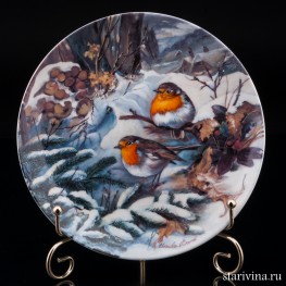 Малиновки в снегу, Hutschenreuther, Германия 