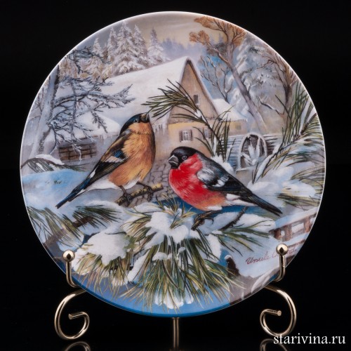 Пара снегирей у мельницы, Hutschenreuther, Германия