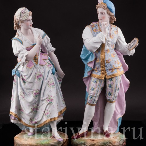 Парные фарфоровые статуэтки Портрет возлюбленной, Vion Baury, Франция, 1870е гг.