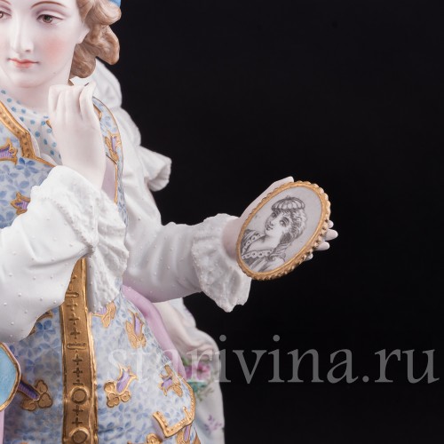 Парные фарфоровые статуэтки Портрет возлюбленной, Vion Baury, Франция, 1870е гг.