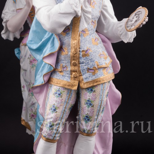Парные фарфоровые статуэтки Портрет возлюбленной, Vion Baury, Франция, 1870е гг.