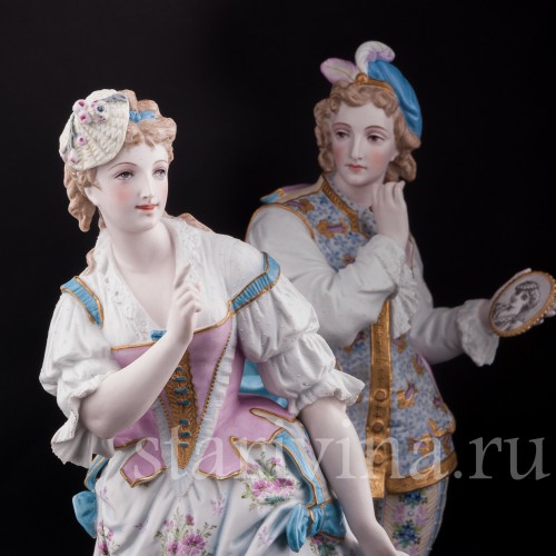Парные фарфоровые статуэтки Портрет возлюбленной, Vion Baury, Франция, 1870е гг.