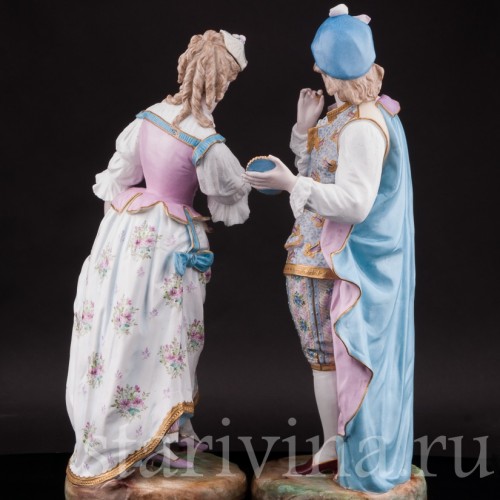 Парные фарфоровые статуэтки Портрет возлюбленной, Vion Baury, Франция, 1870е гг.
