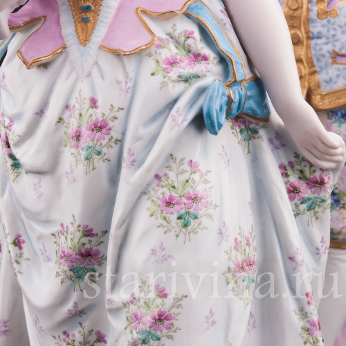 Парные фарфоровые статуэтки Портрет возлюбленной, Vion Baury, Франция, 1870е гг.