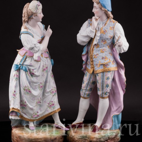 Парные фарфоровые статуэтки Портрет возлюбленной, Vion Baury, Франция, 1870е гг.