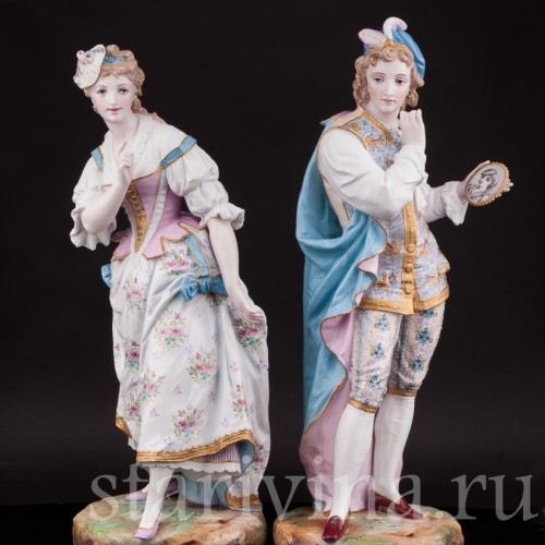 Парные фарфоровые статуэтки Портрет возлюбленной, Vion Baury, Франция, 1870е гг.
