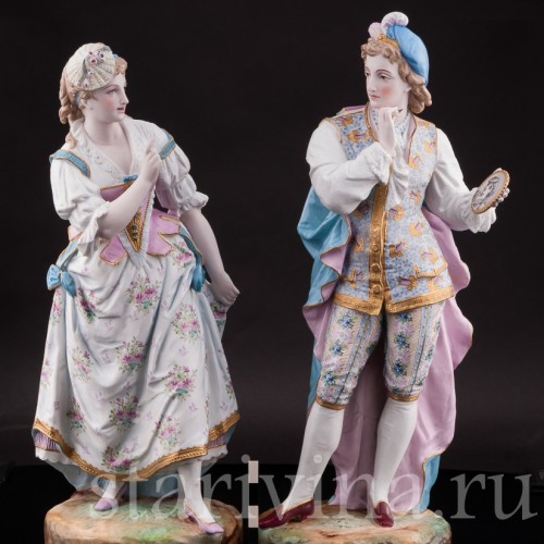 Парные фарфоровые статуэтки Портрет возлюбленной, Vion Baury, Франция, 1870е гг.