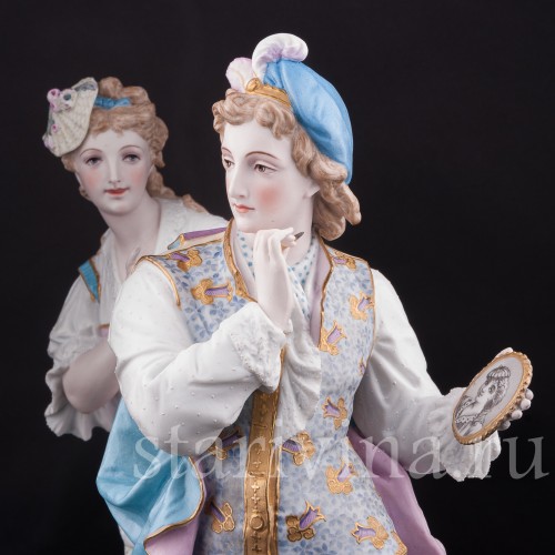 Парные фарфоровые статуэтки Портрет возлюбленной, Vion Baury, Франция, 1870е гг.