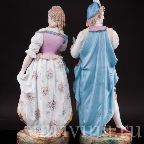 Парные фарфоровые статуэтки Портрет возлюбленной, Vion Baury, Франция, 1870е гг.