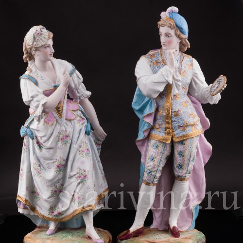 Парные фарфоровые статуэтки Портрет возлюбленной, Vion Baury, Франция, 1870е гг.