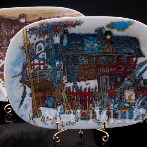 Две декоративные фарфоровые тарелки Виды Родины, Langenthal, Швейцария, 1996 г.