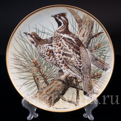 Две декоративные фарфоровые тарелки Дикие птицы мира, Limoges, Франция, 1979 г.