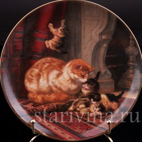 Декоративная фарфоровая тарелка Игры котят, W. J. George, Великобритания, 1991 г.