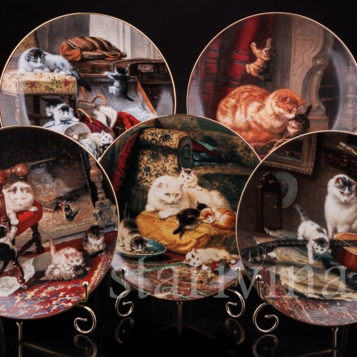 Декоративная фарфоровая тарелка Игры котят, W. J. George, Великобритания, 1991 г.