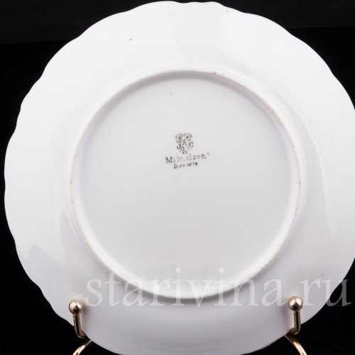 Декоративная фарфоровая тарелка Земляника, Marktredwitz, Jaeger & Co, Германия, 1872-1898 гг.