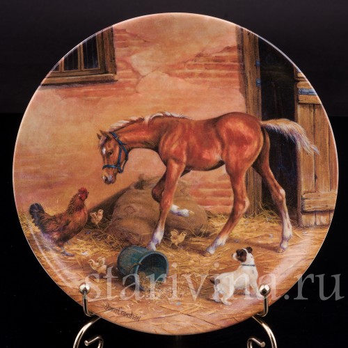 Декоративная фарфоровая тарелка Случайная встреча, Royal Worcester, Великобритания, 1991 г.