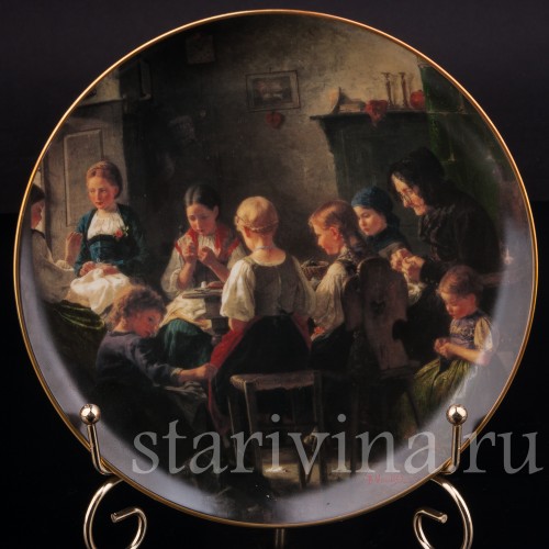 Декоративная фарфоровая тарелка После уроков, Hutschenreuther, Германия, 1990 г.