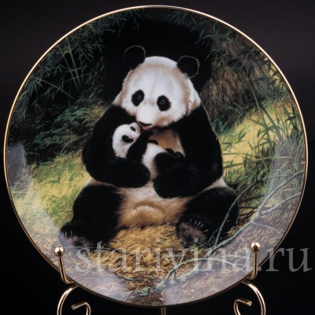 Декоративная тарелка из фарфора Панда, W. L. George Fine China, США, 1988 г.
