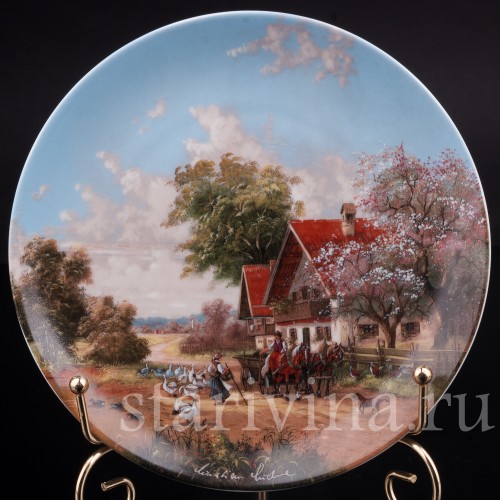 Декоративная тарелка из фарфора Дорога на рынок, Seltmann Weiden, Германия, 1986 г.