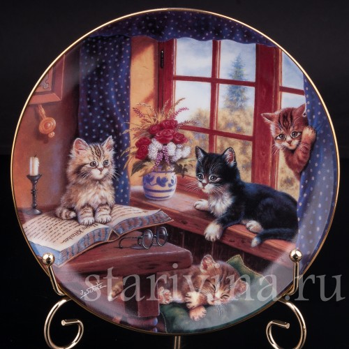 Декоративная тарелка из фарфора На подоконнике, Kahla, Германия, 1993 г.