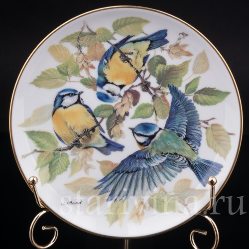 Декоративная тарелка из фарфора Лазоревка, Tirschenreuth, Германия, 1985 г.