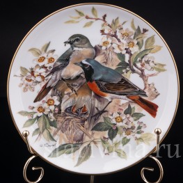 Декоративная тарелка из фарфора Горихвостка, Tirschenreuth, Германия, 1986 г.