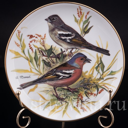 Декоративная тарелка из фарфора Зяблик, Tirschenreuth, Германия, 1986 г.