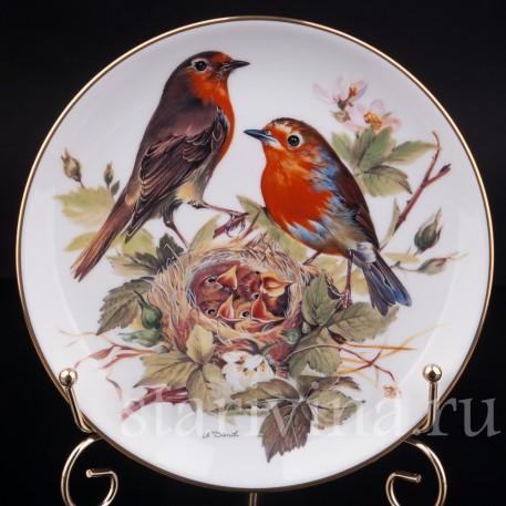 Декоративная тарелка из фарфора Малиновка, Tirschenreuth, Германия, 1986 г.