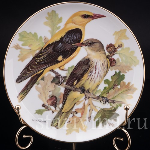 Декоративная тарелка из фарфора Иволга, Tirschenreuth, Германия, 1986 г.
