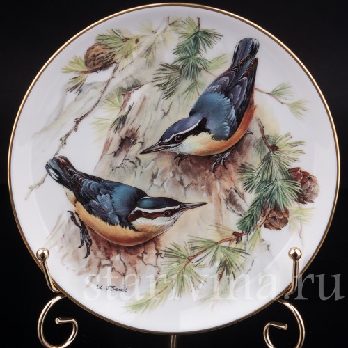 Декоративная тарелка из фарфора Корсиканский поползень, Tirschenreuth, Германия, 1986 г.