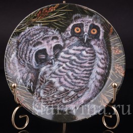 Декоративная тарелка из фарфора Птенцы ушастой совы, Wedgwood, Великобритания, кон. 20 в.