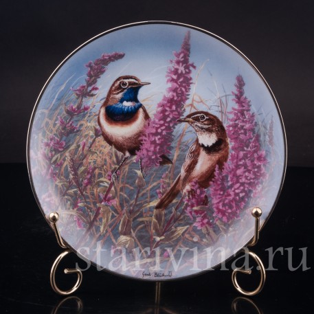 Декоративная тарелка из фарфора Варакушки, Rosenthal, Германия, 1993 г.