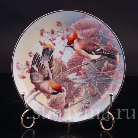 Декоративная тарелка из фарфора Свиристели, Rosenthal, Германия, 1993 г.