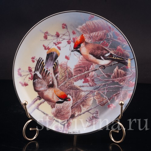 Декоративная тарелка из фарфора Свиристели, Rosenthal, Германия, 1993 г.