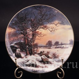 Декоративная тарелка из фарфора Зимний пейзаж в Вордингборге, Дания,, 1991 г.
