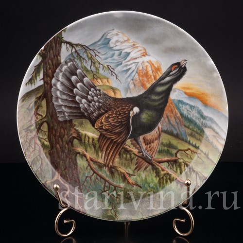 Декоративная тарелка из фарфора Глухарь, Alka Kaiser, Германия, вт. пол. 20 в.